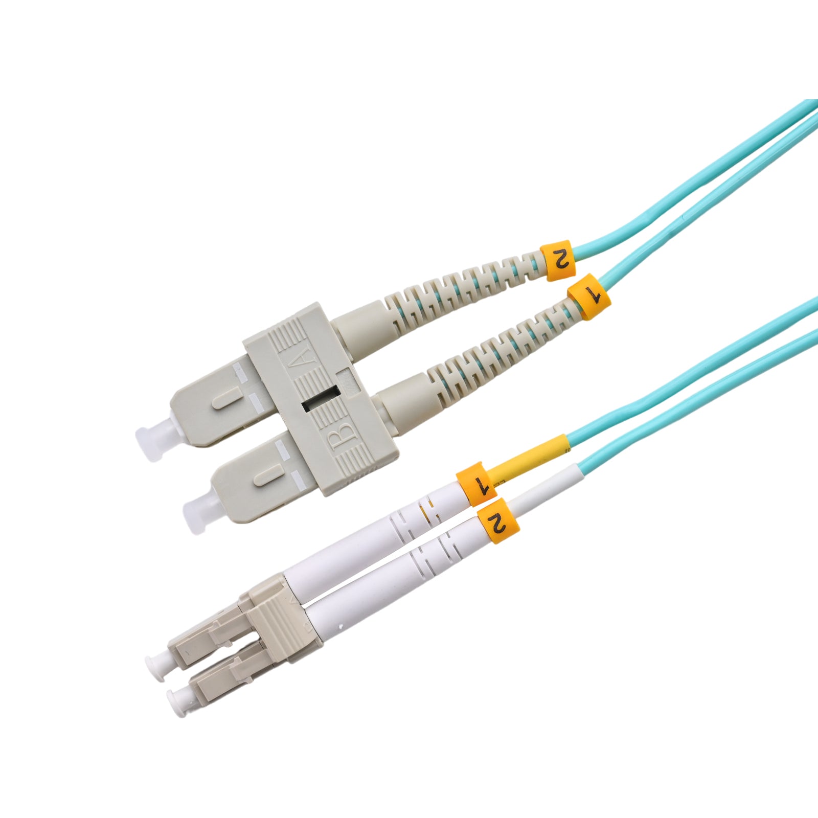 Patchcord SC/UPC - LC/UPC 50/125 Multimode OM3 Duplex Zip 2.0mm OFNR Aqua